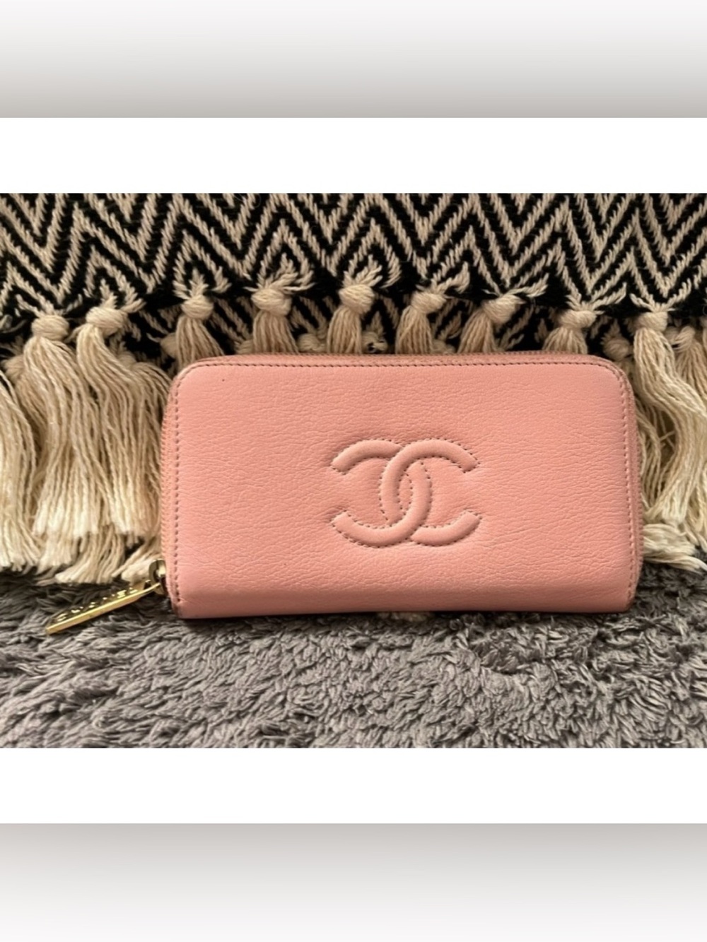 CHANEL Pink Timeless CC Zip Leather Wallet Hologram Intact w/ COA Ballerina Pink
